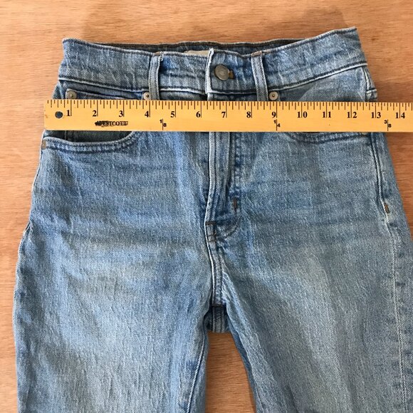 Madewell Perfect Vintage Crop Jean Women size 25P Blue Distressed Raw Hem Grunge - Picture 9 of 14